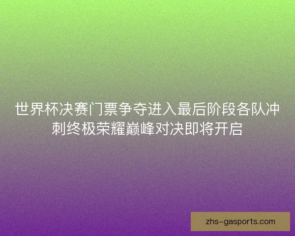 世界杯决赛门票争夺进入最后阶段各队冲刺终极荣耀巅峰对决即将开启 世界杯决赛门票争夺进入最后阶段各队冲刺终极荣耀巅峰对决即将开启
